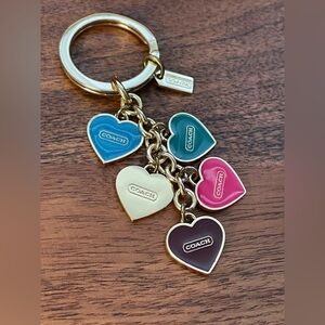 COACH Gold Tone Enameled Heart Cluster Charm